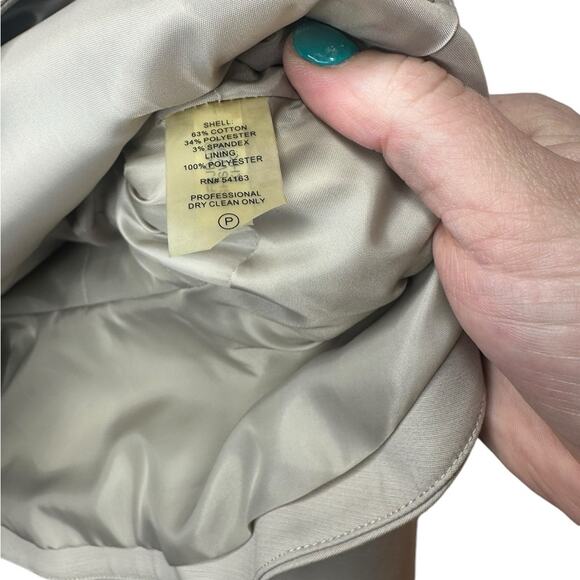 1Calvin Klein Taupe Tan Size 6 Zip Front Round Neckline Peplum Blazer Jacket NWT - Picture 8 of 9